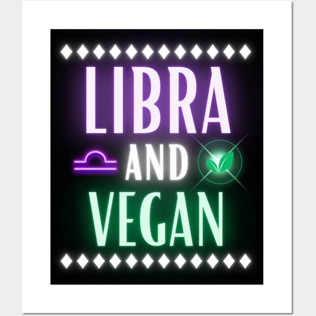 Libra and Vegan Retro Style Neon Wall Art by MysticZodiac